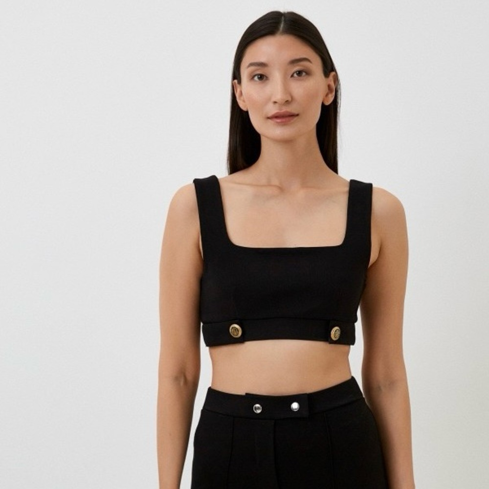 NWT Zara cropped ribbed sailor bralette top in black size small